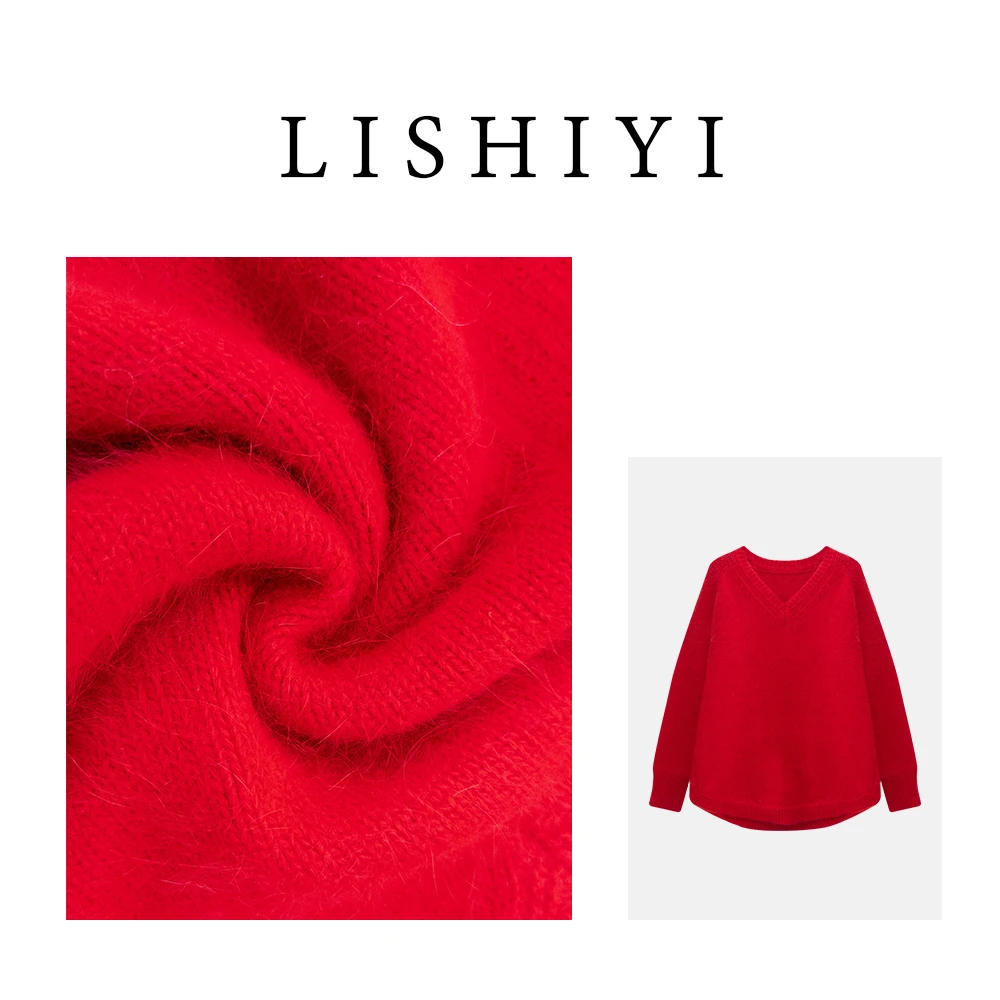 【李十一LISHIYI】100%浣熊毛——V领毛衣百搭显瘦慵懒风毛衣9013