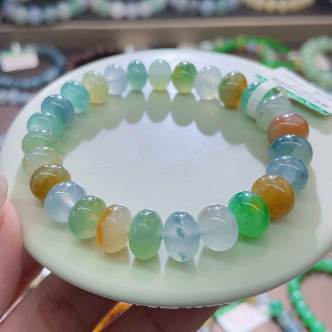 未镶嵌手链翡翠油画鼓珠卡8.6-10.3