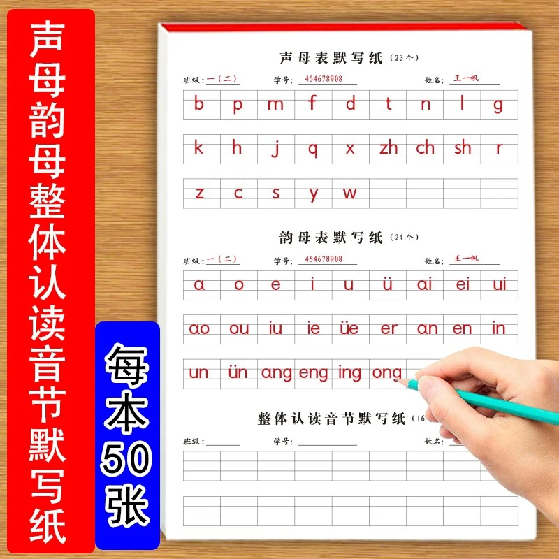 拼音字母分栏式声母韵母整体认读音节63个字母默写抄写过关打卡纸