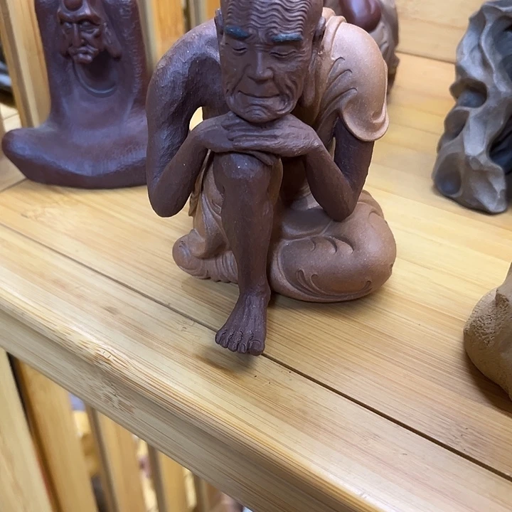 穿***大紫砂茶宠紫砂精工手工养心罗汉茶宠摆件