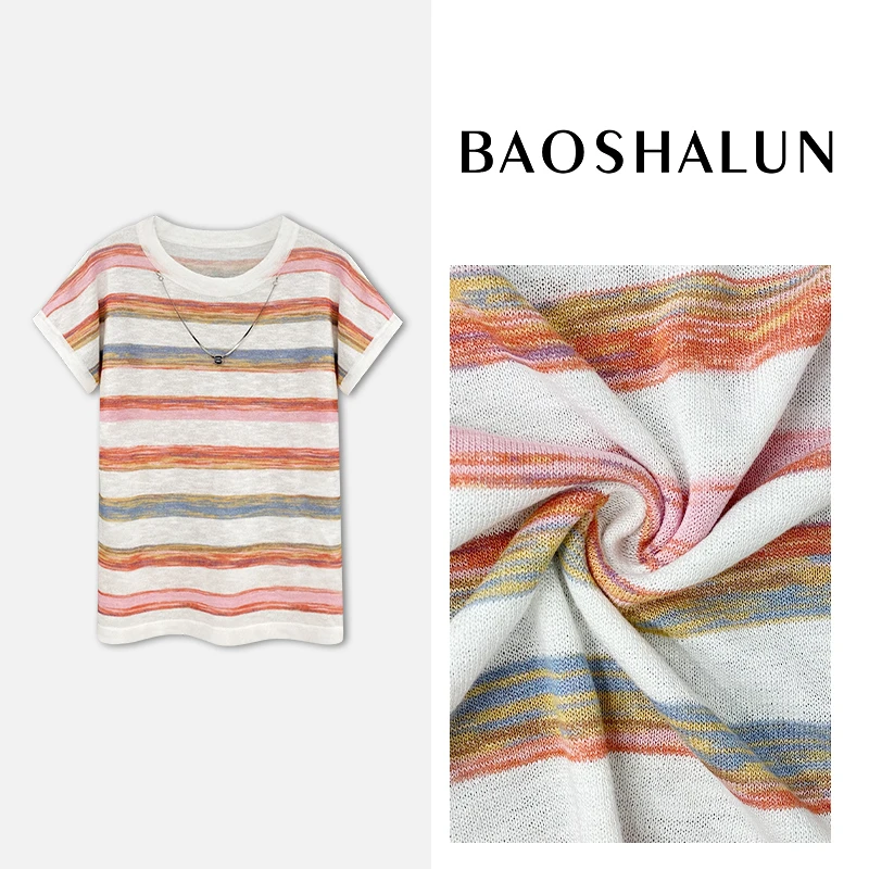 时尚高级撞色拼接宽松落肩袖上衣800945