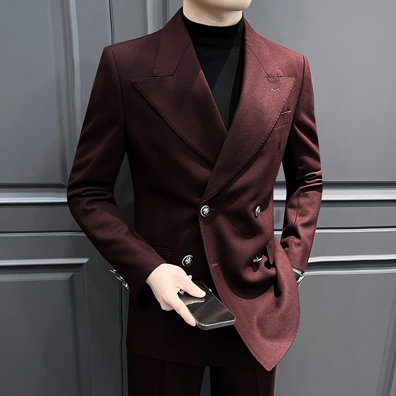 高级感商务正装小西服2025秋冬新款潮流痞帅西装外套男士修身上衣