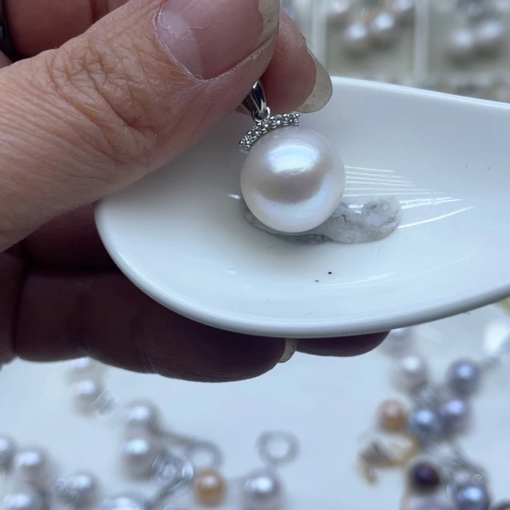 淡水珍珠吊坠(赠链)银S925镶嵌用****0
