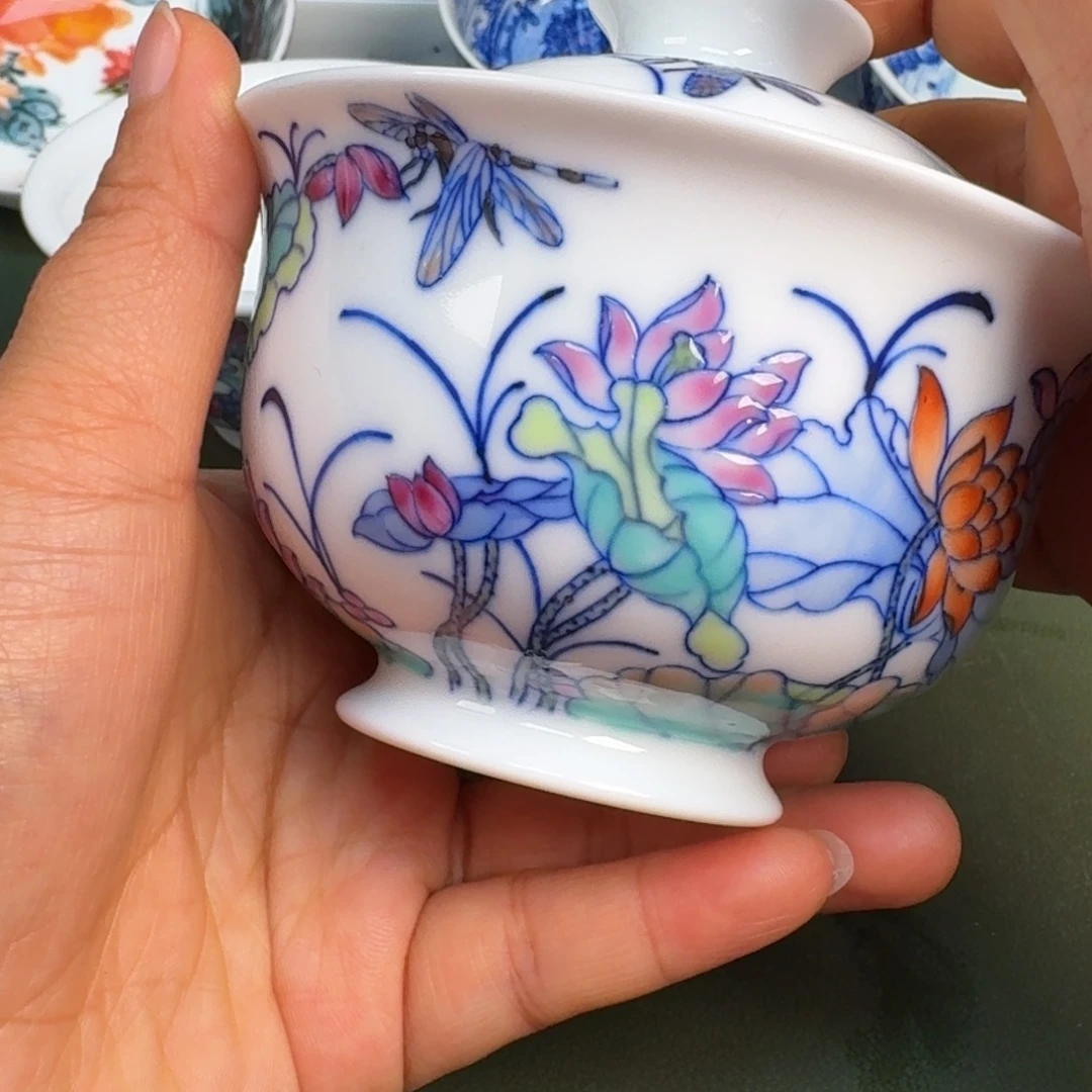 瓷景德镇纯手绘茶具圆圆212