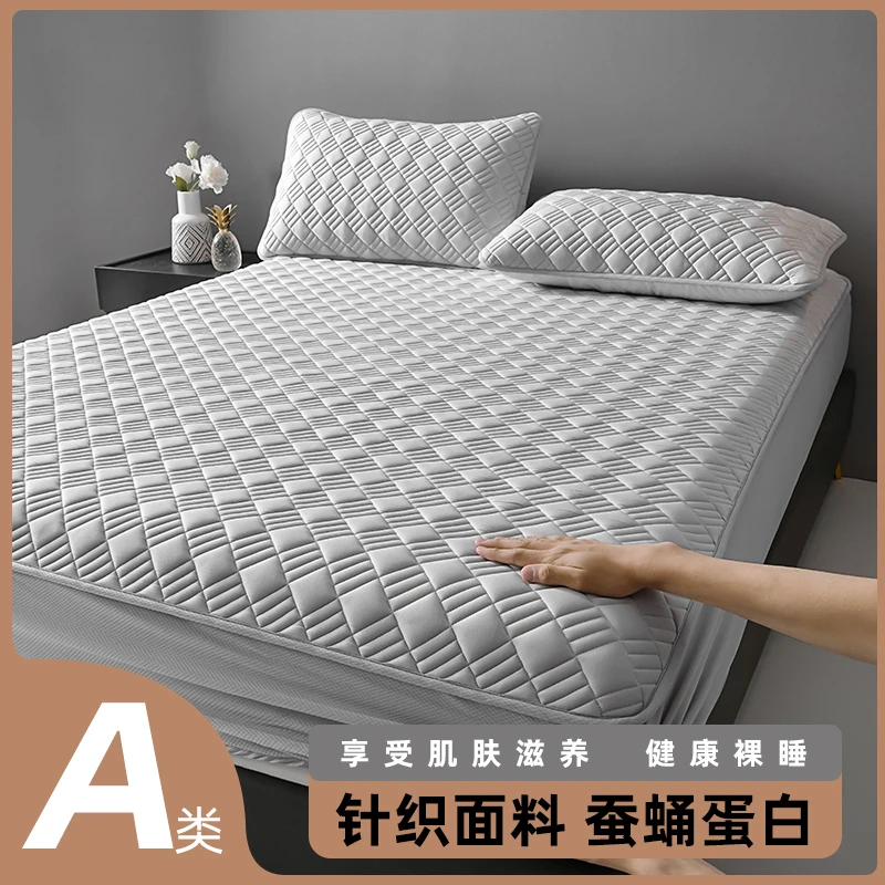 【A类抗菌】夹棉蚕蛹蛋白床笠加厚席梦思床垫乳胶保护套防尘床罩