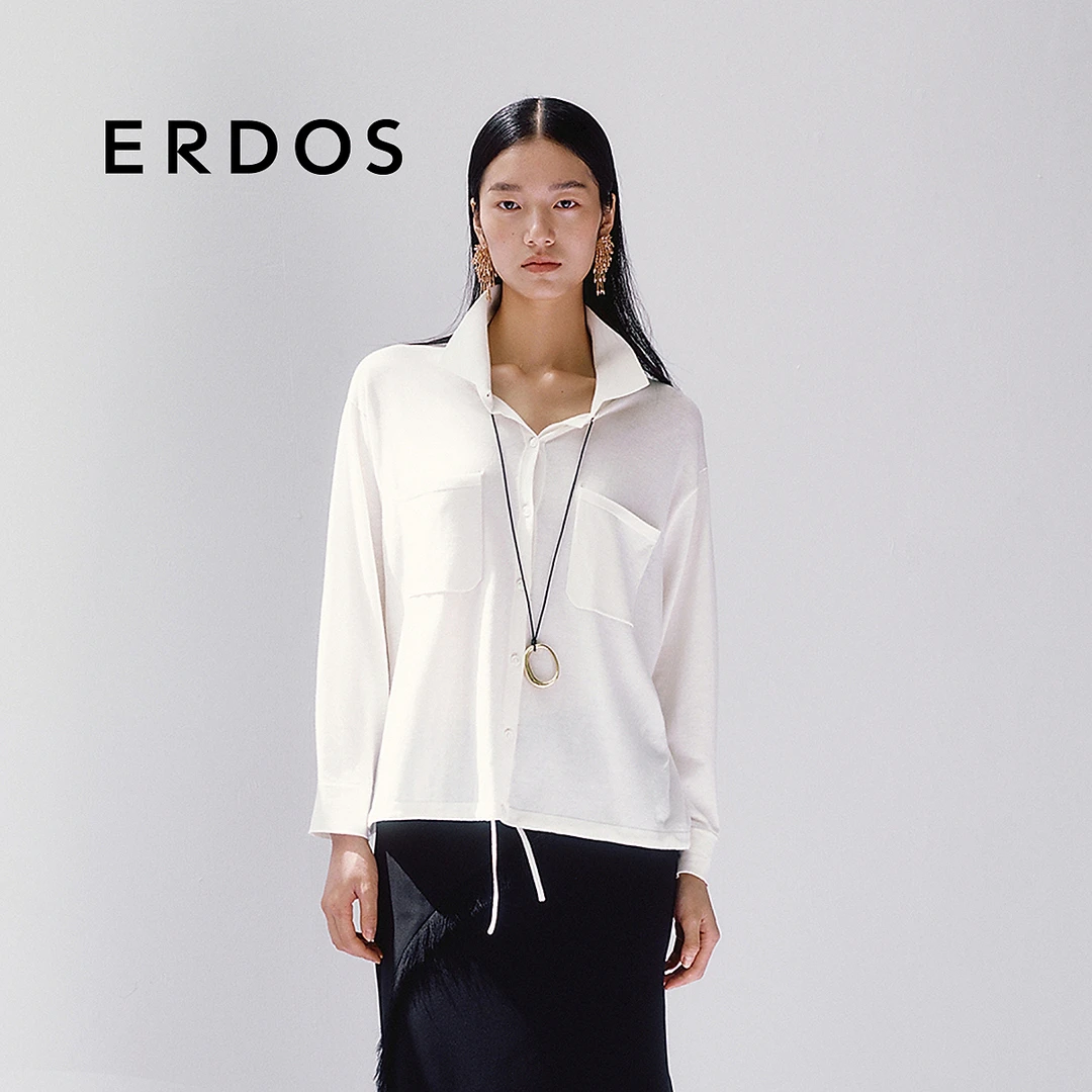 ERDOS 女装丝绵混纺开衫25春夏新款衬衫版型