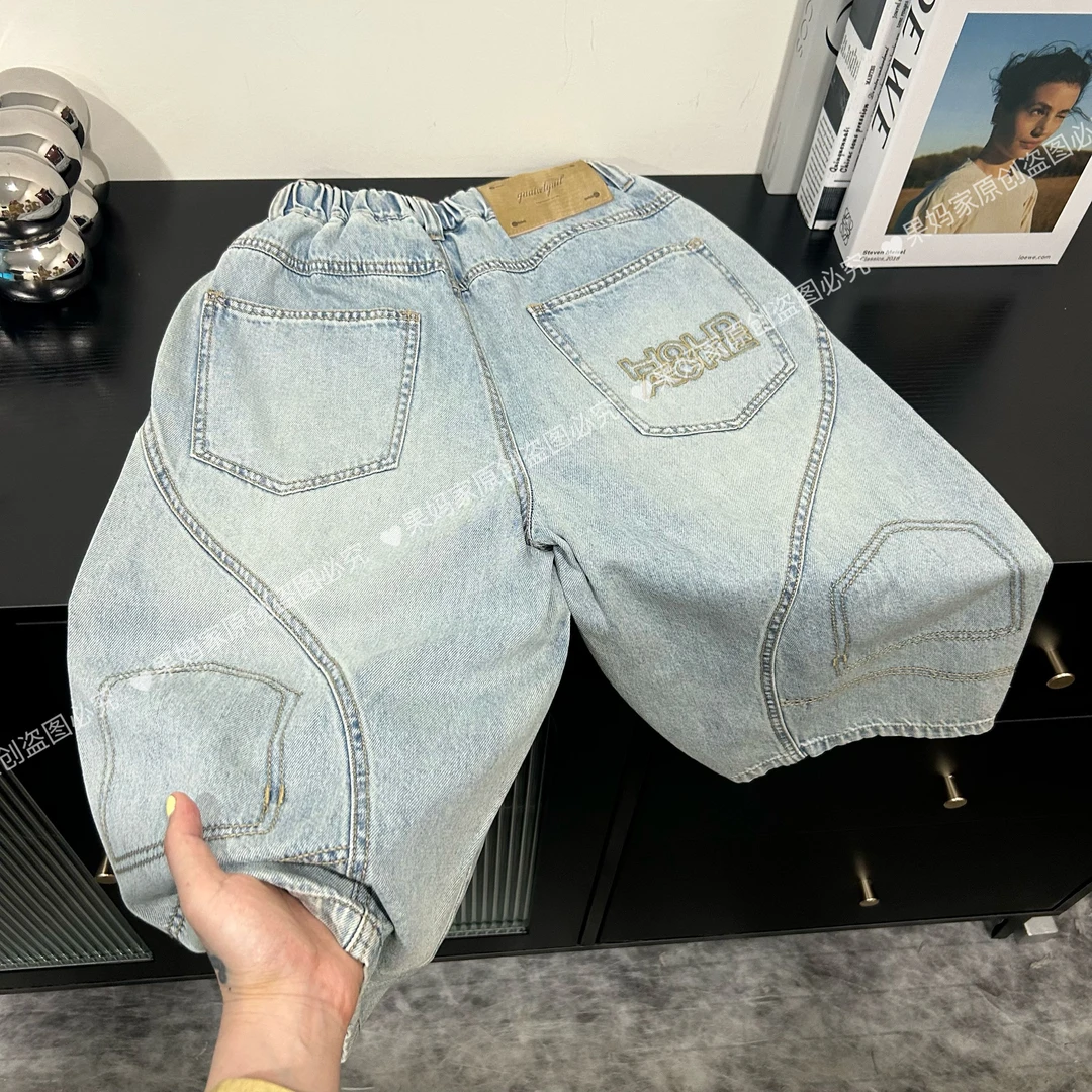 品牌童装2025中裤儿童帅气宽松牛仔裤中大童韩版时尚百搭七分裤潮