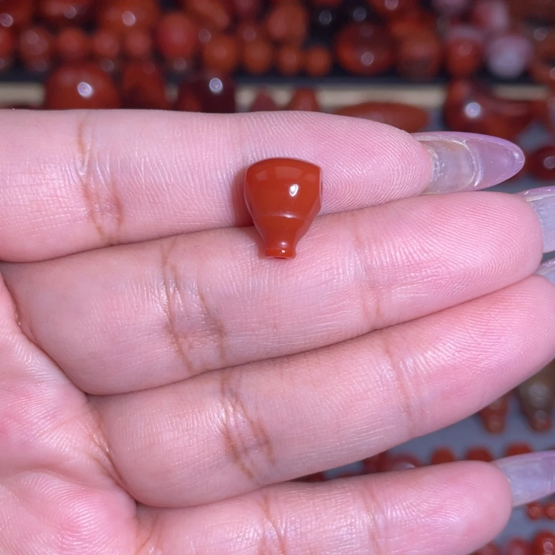 南红玛瑙未镶嵌瓦西柿子红满色满肉三通卡9