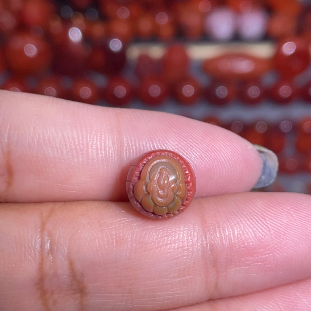 南红玛瑙未镶嵌包浆悟道圆珠卡10.3