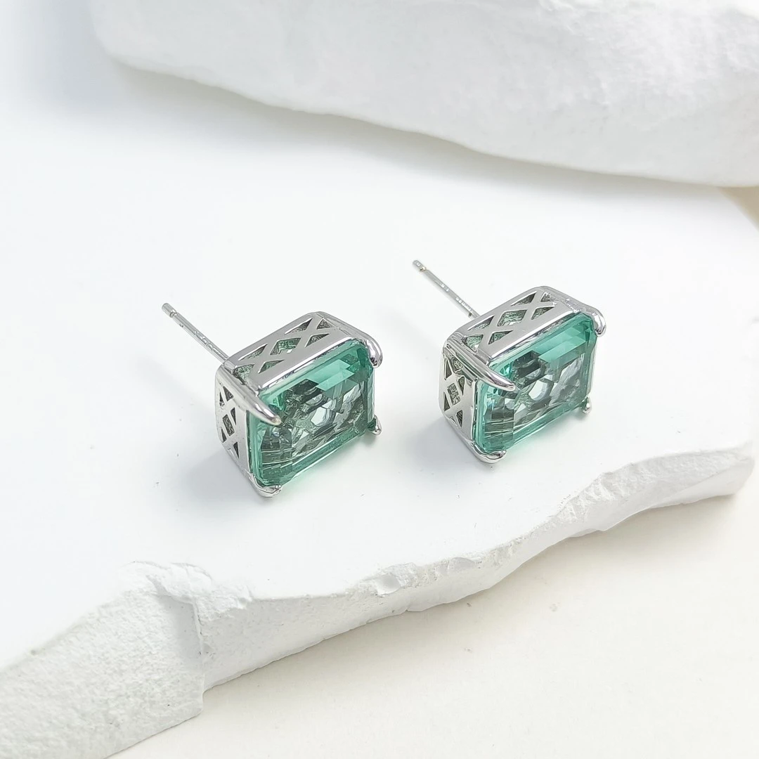 铜合金合成锆石耳饰 FXLM-52957 耳饰欧美镶嵌百搭时尚气质轻奢