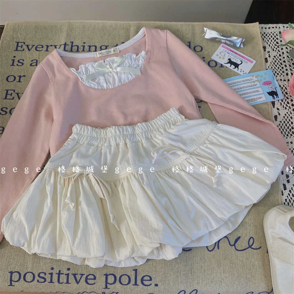 女童春装套装2025新款洋气韩版花苞裙洋气两件套