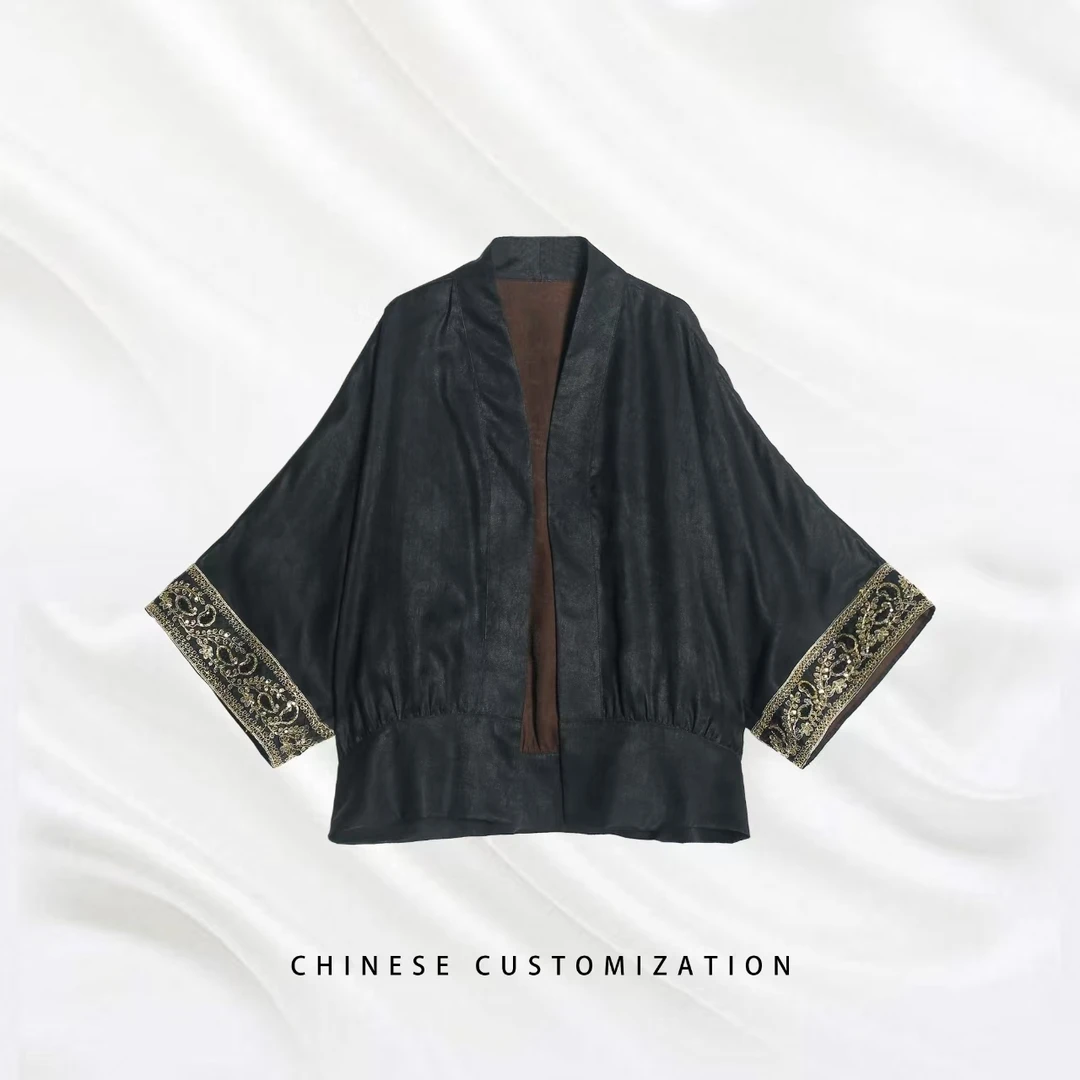 【纸醉金迷】满分桑 蚕丝满萝重磅香 云纱  重工国风上衣25LY152