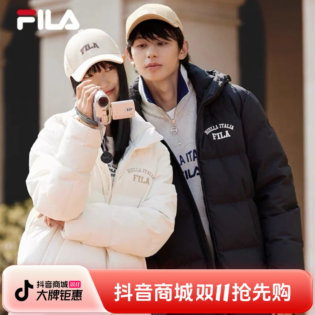 FILA斐乐官方情侣款羽绒服2025冬季新长款保羽绒服加厚外套男女款