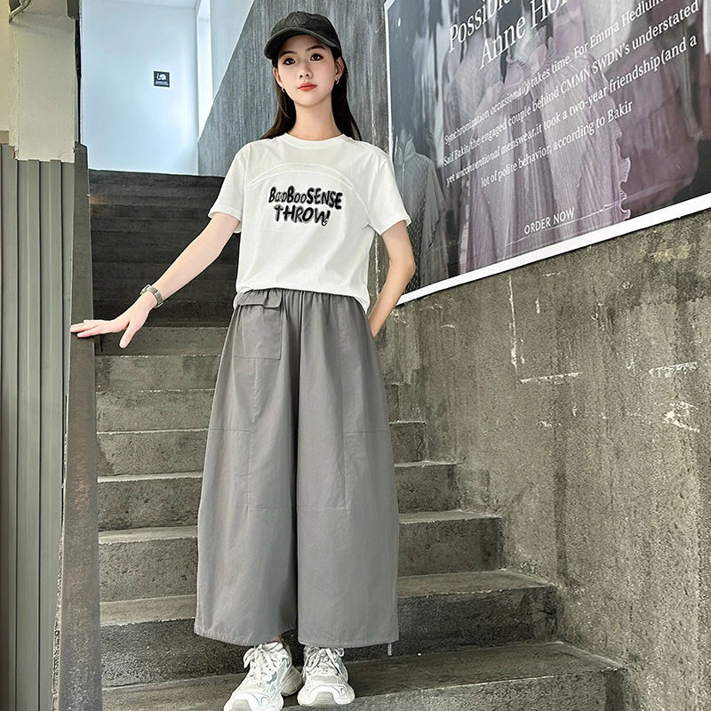 女大童夏装套装205新款儿童洋气女童夏季初高中学生阔腿裤两件套