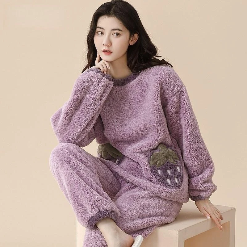 2025年新款珊瑚绒睡衣女秋冬款法兰绒加绒加厚冬季保暖可爱家居