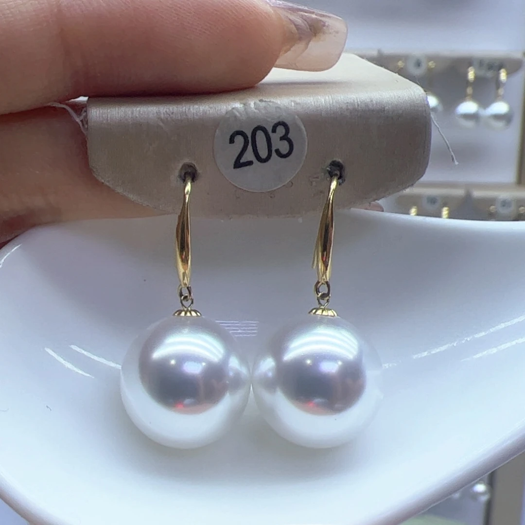 淡水珍珠耳饰18K金镶嵌