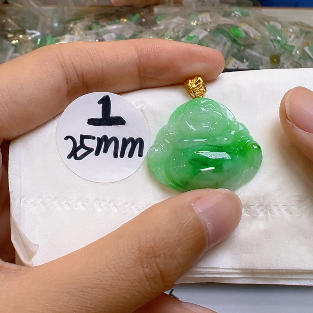 吊坠(不含链)18K金镶嵌翡翠