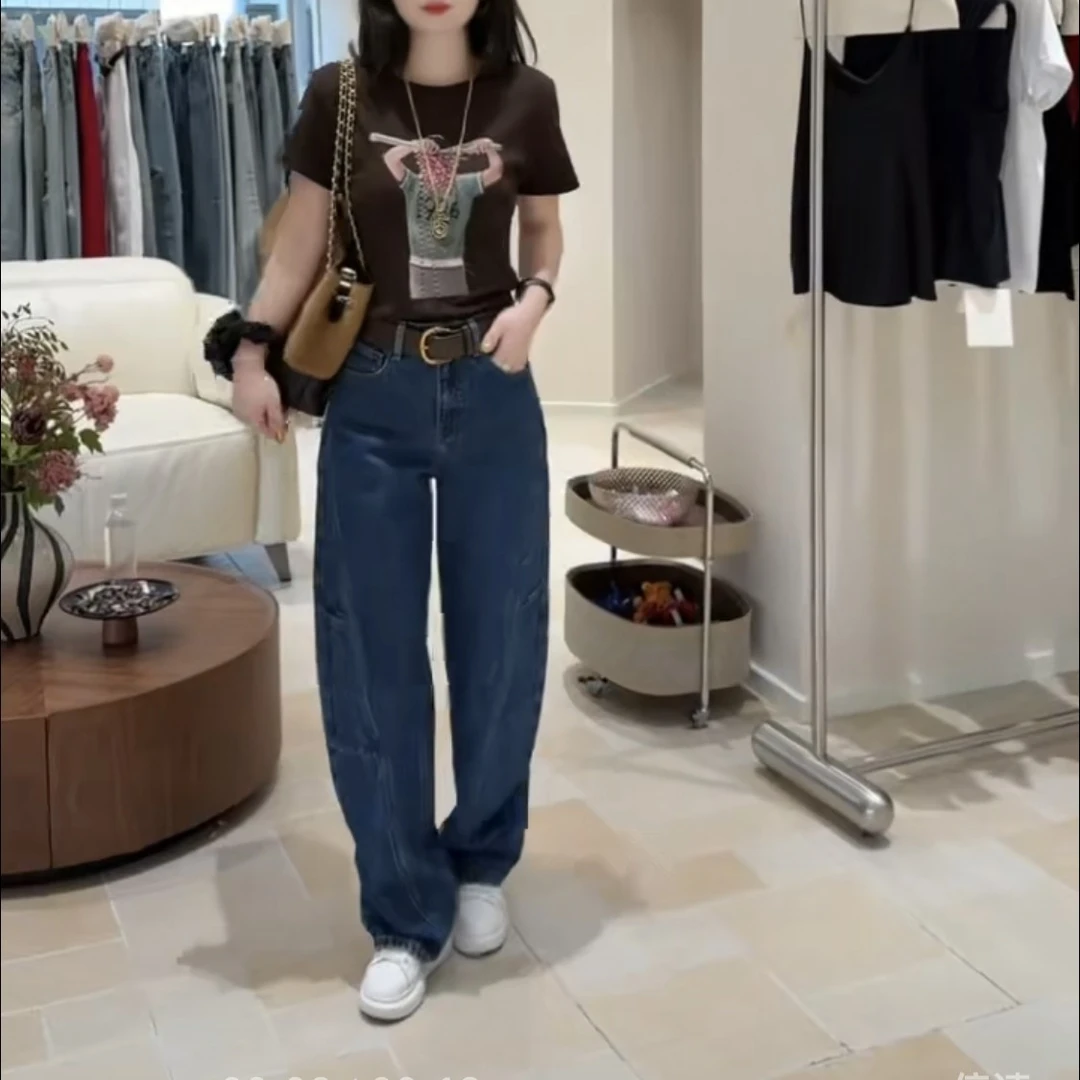 辣妹修身显瘦上衣高腰直筒裤时尚气质女装