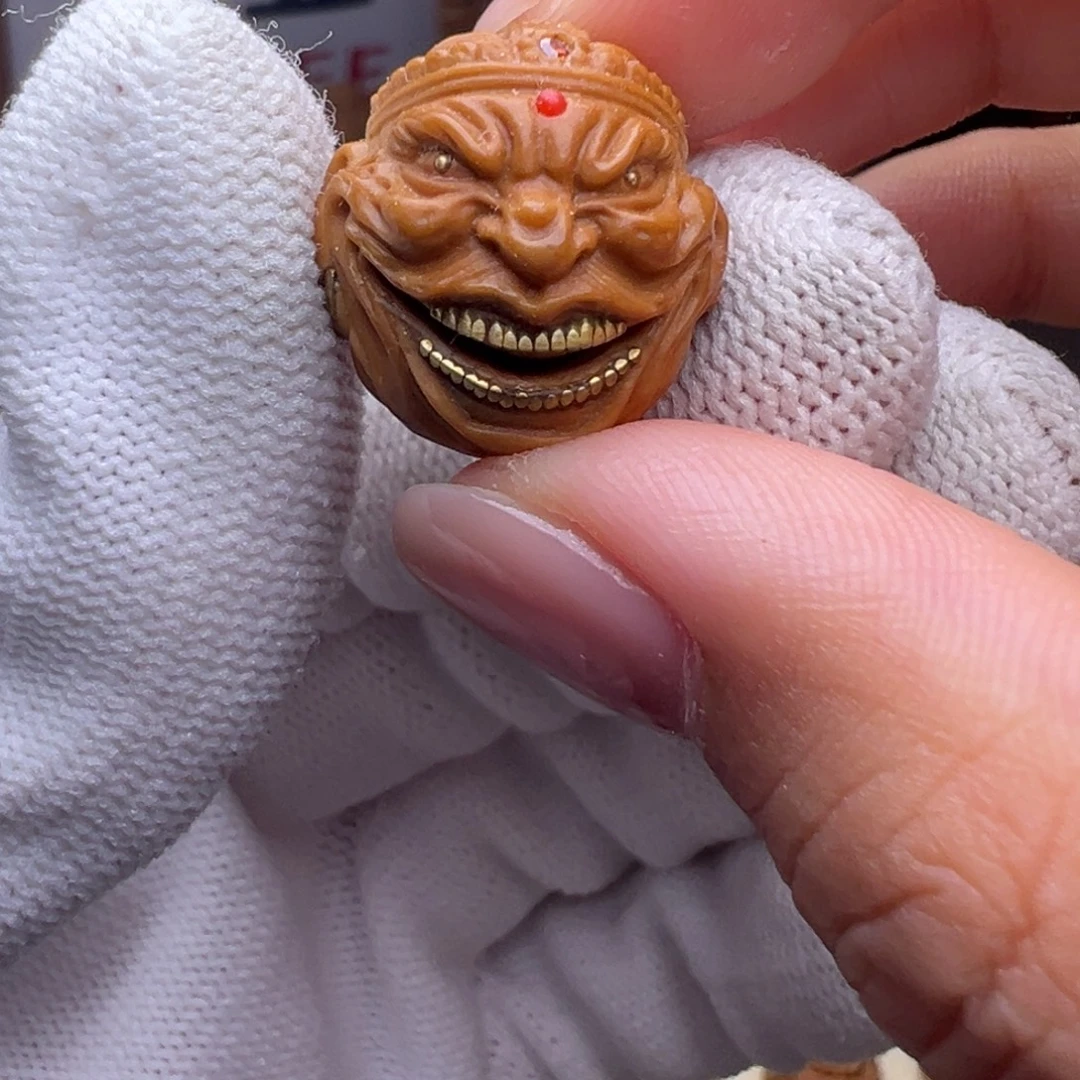 把件猴头核桃镶嵌款皇冠恶僧全品有正常封口线