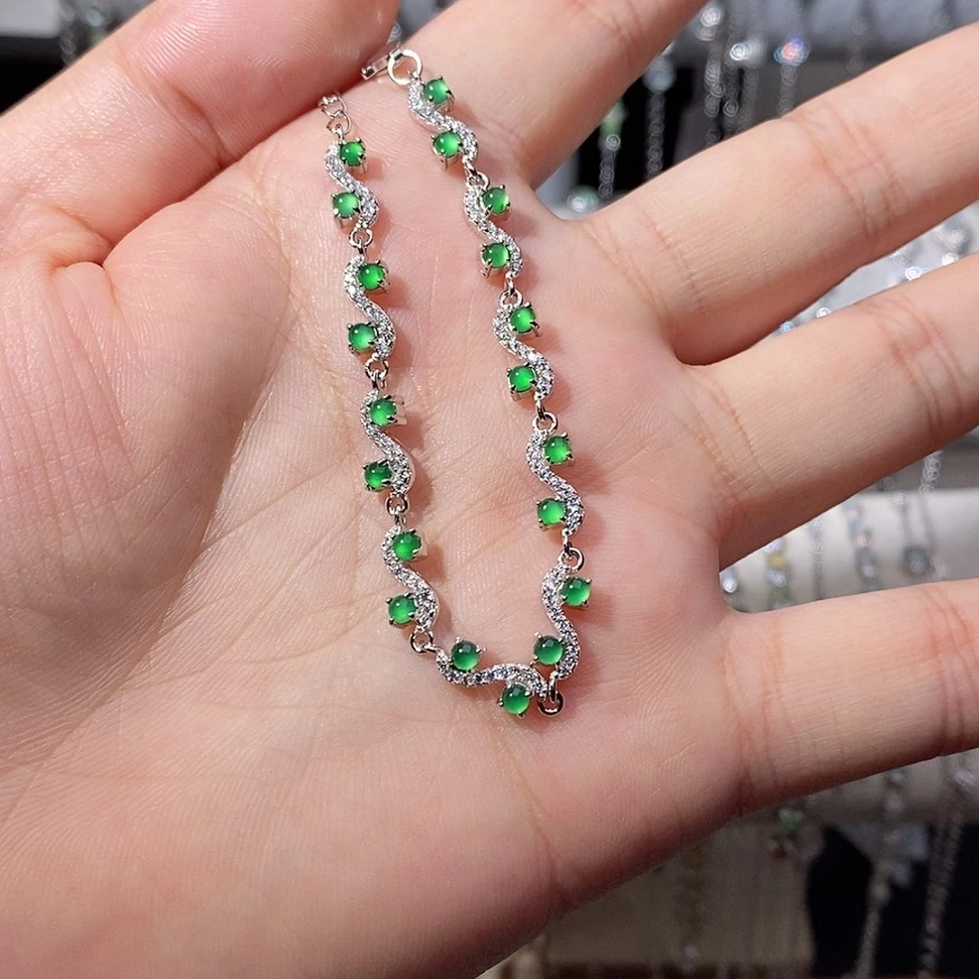 翡翠银S925镶嵌手链