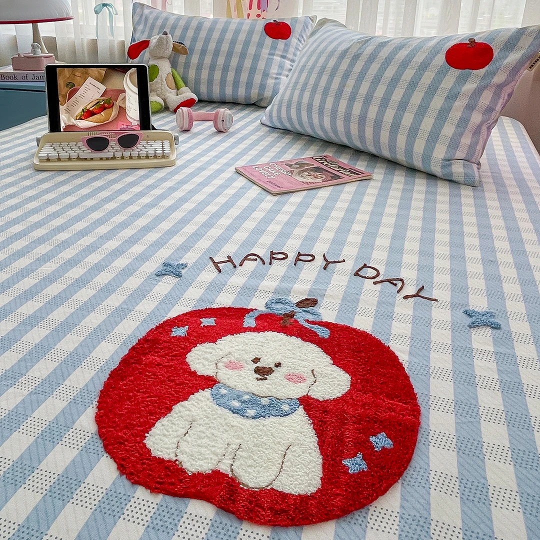 A类加厚纯棉老粗布床单单件100全棉毛巾绣儿童单人被单棉麻床笠罩