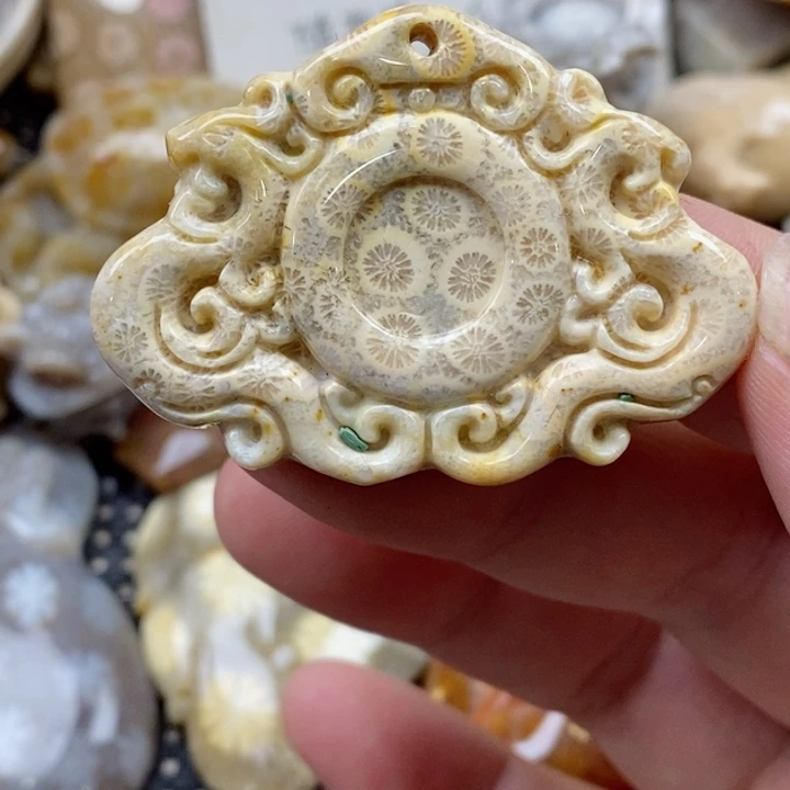 颈饰未镶嵌硅化珊瑚（珊瑚玉）