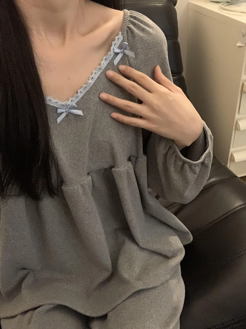 原创设计感宽松甜美高级感蕾丝可外穿少女睡衣家居服套装