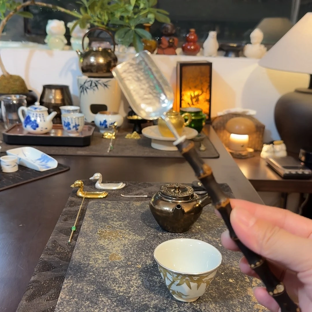 古篱茶铲。茶铲。