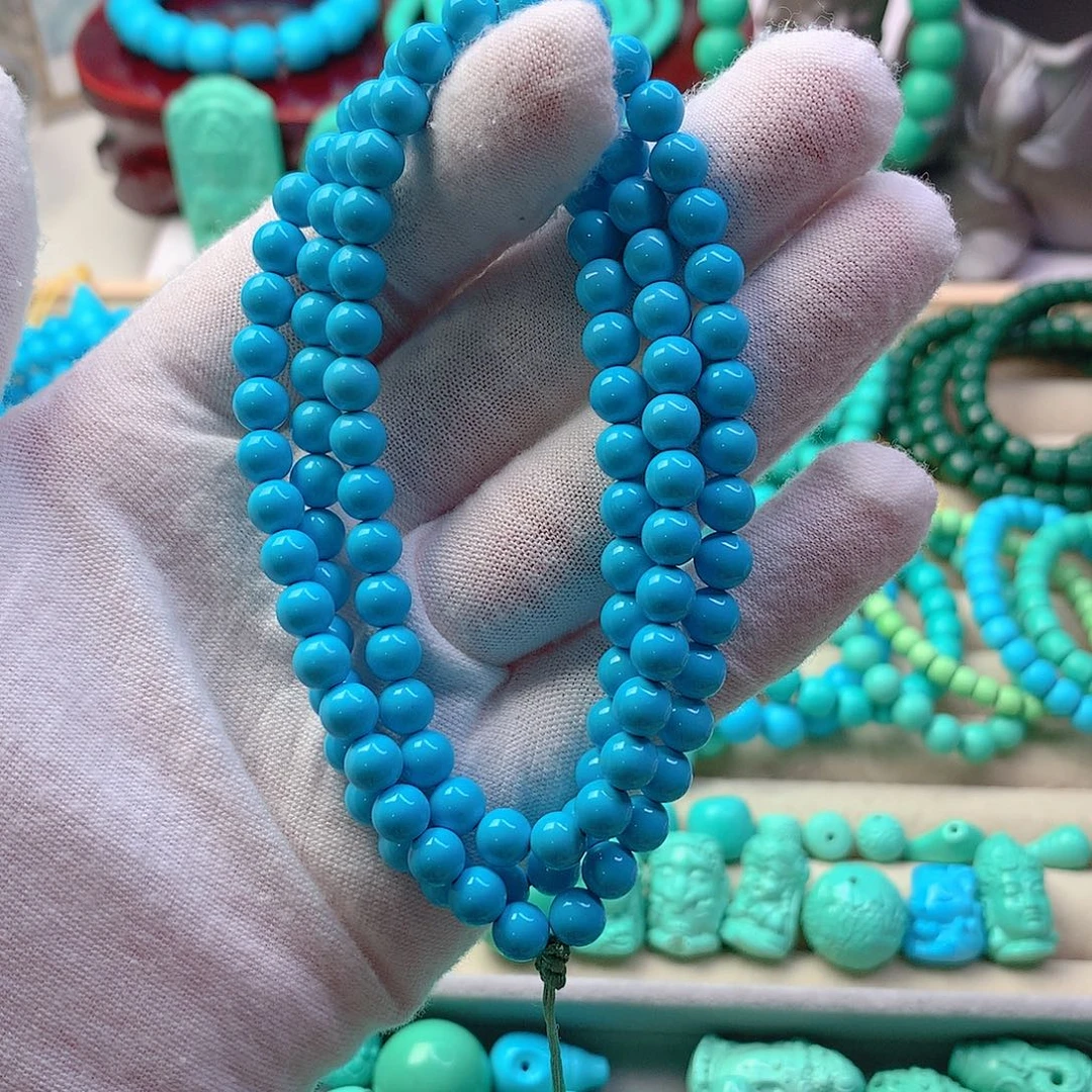 非金属卡6蓝色圆珠108脖挂