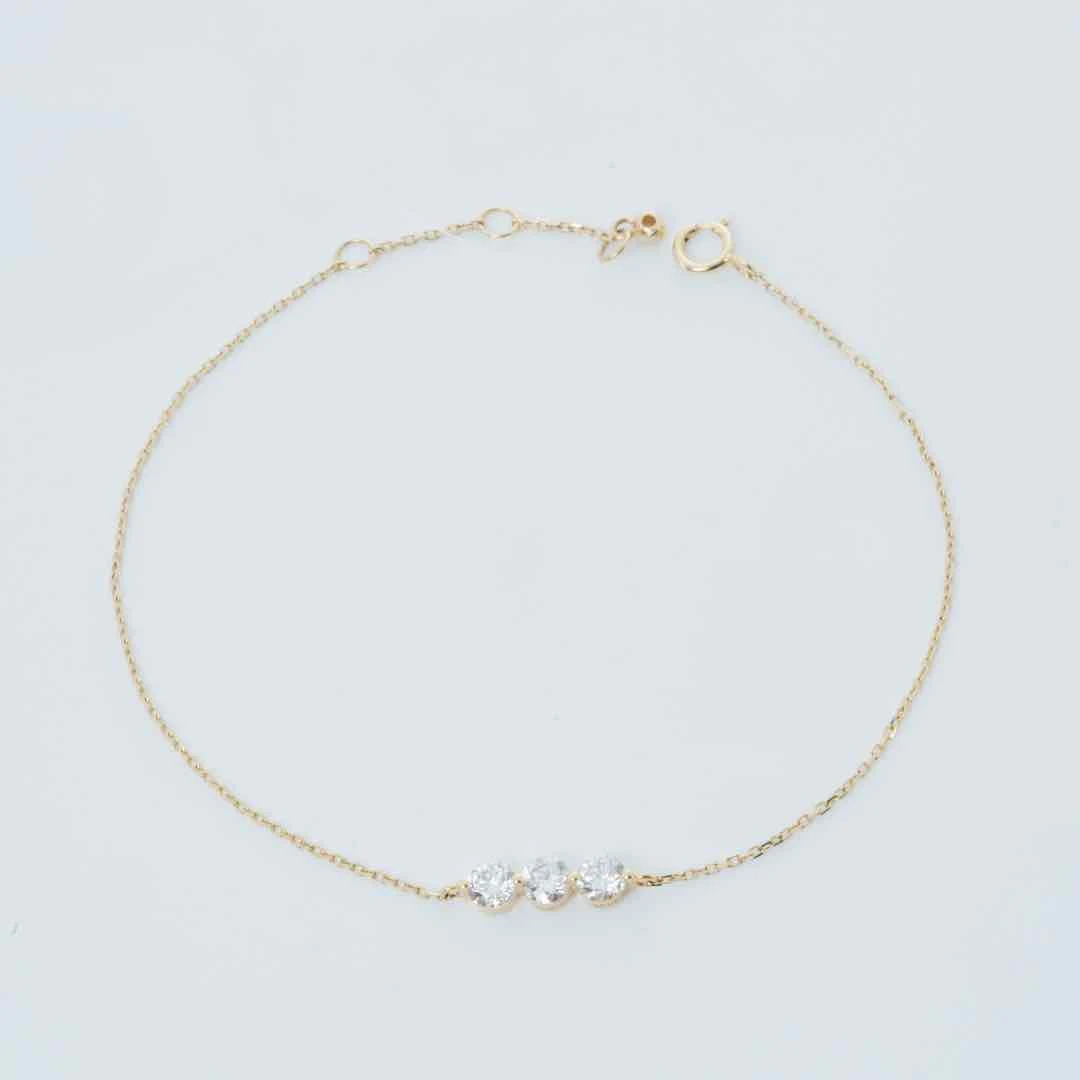 实验室培育钻石18K培育钻手链「三星连珠」时尚简约手饰