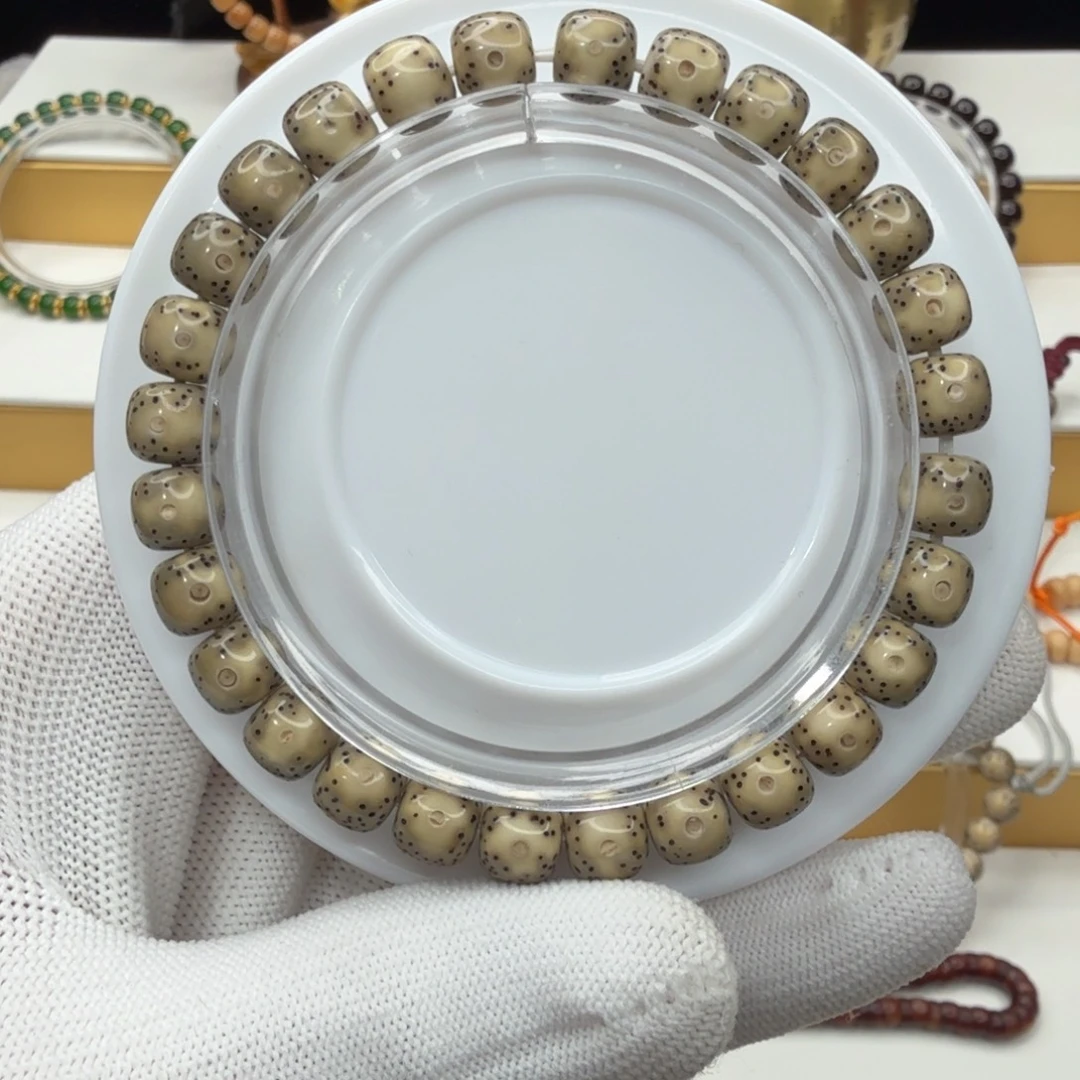 星月菩提手串石玉料青花瓷眼睛留白月朗星稀小细星单圈