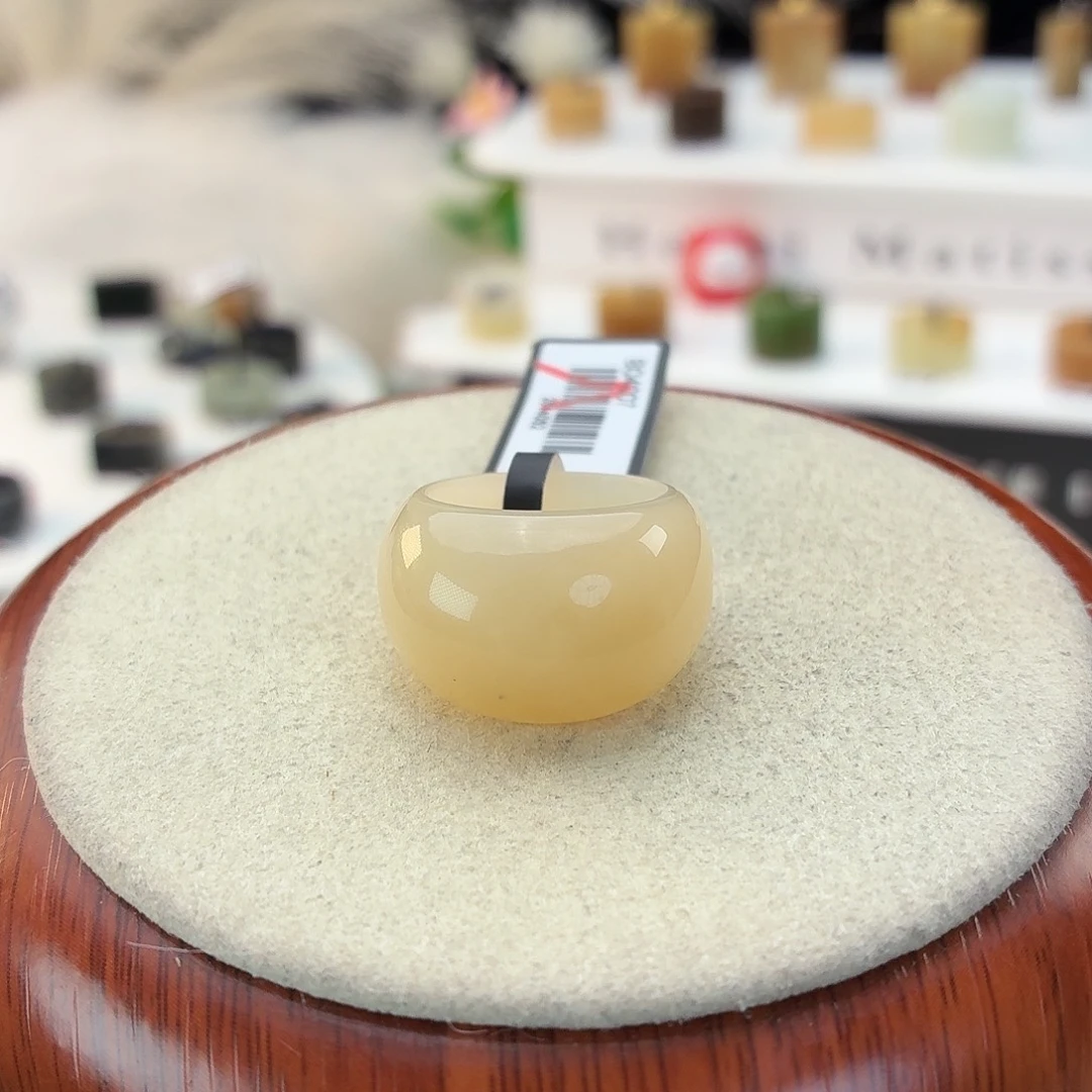 和田玉未镶嵌戒指i39黄糖馒头显眼包16.3mm