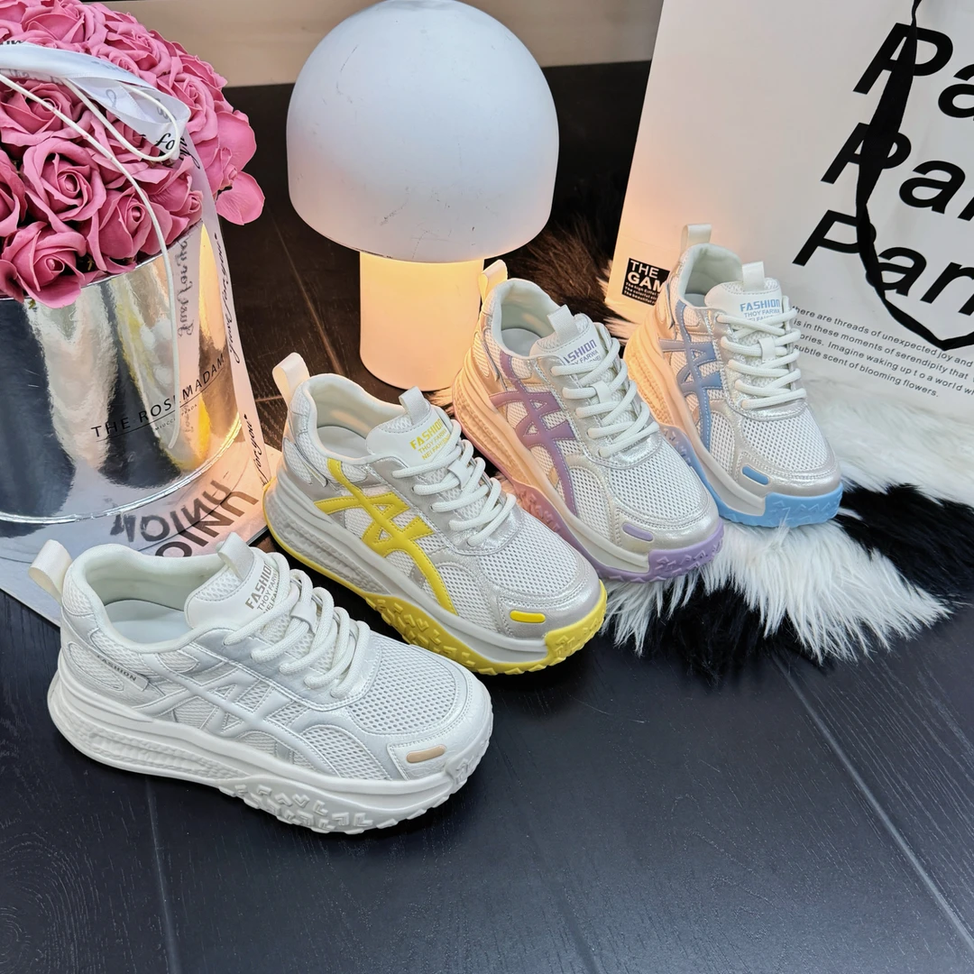 小白鞋镂空运动休闲2025春夏新款透气网面松糕新款厚底女鞋