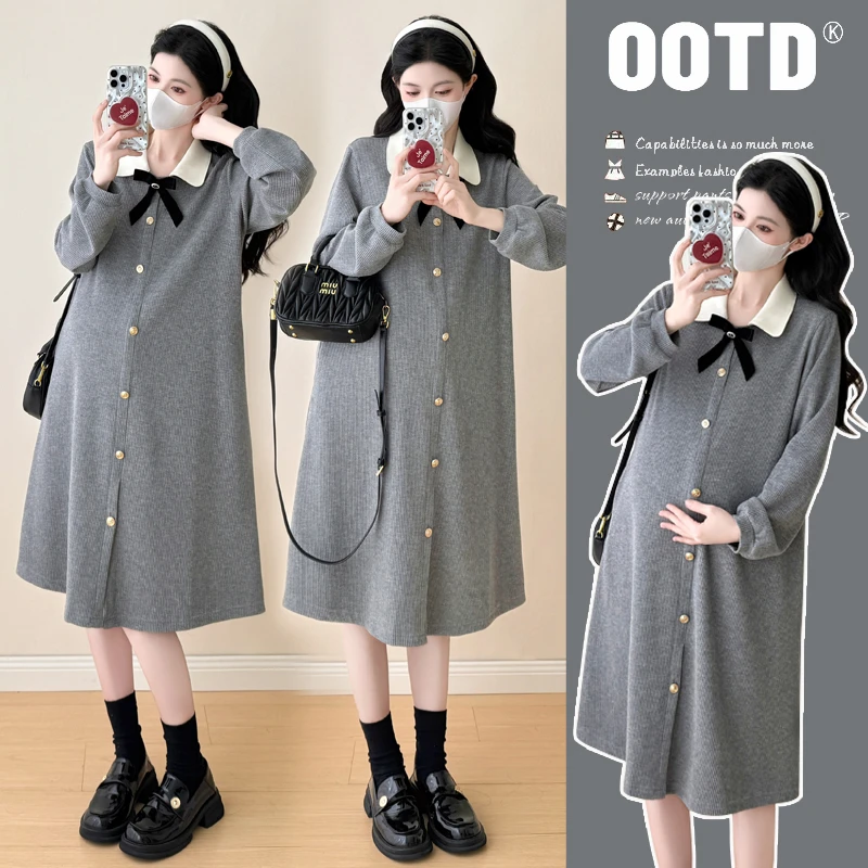 孕妇装秋冬装春季上衣时尚新款洋气套装气质大码打底连衣裙新款