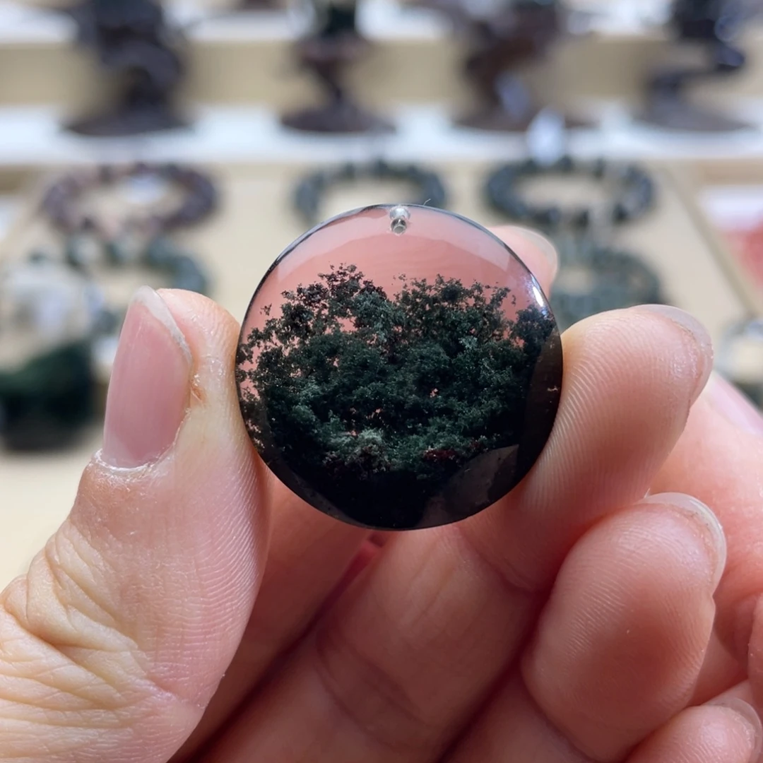水晶颈饰未镶嵌绿幽灵聚宝盆圆牌