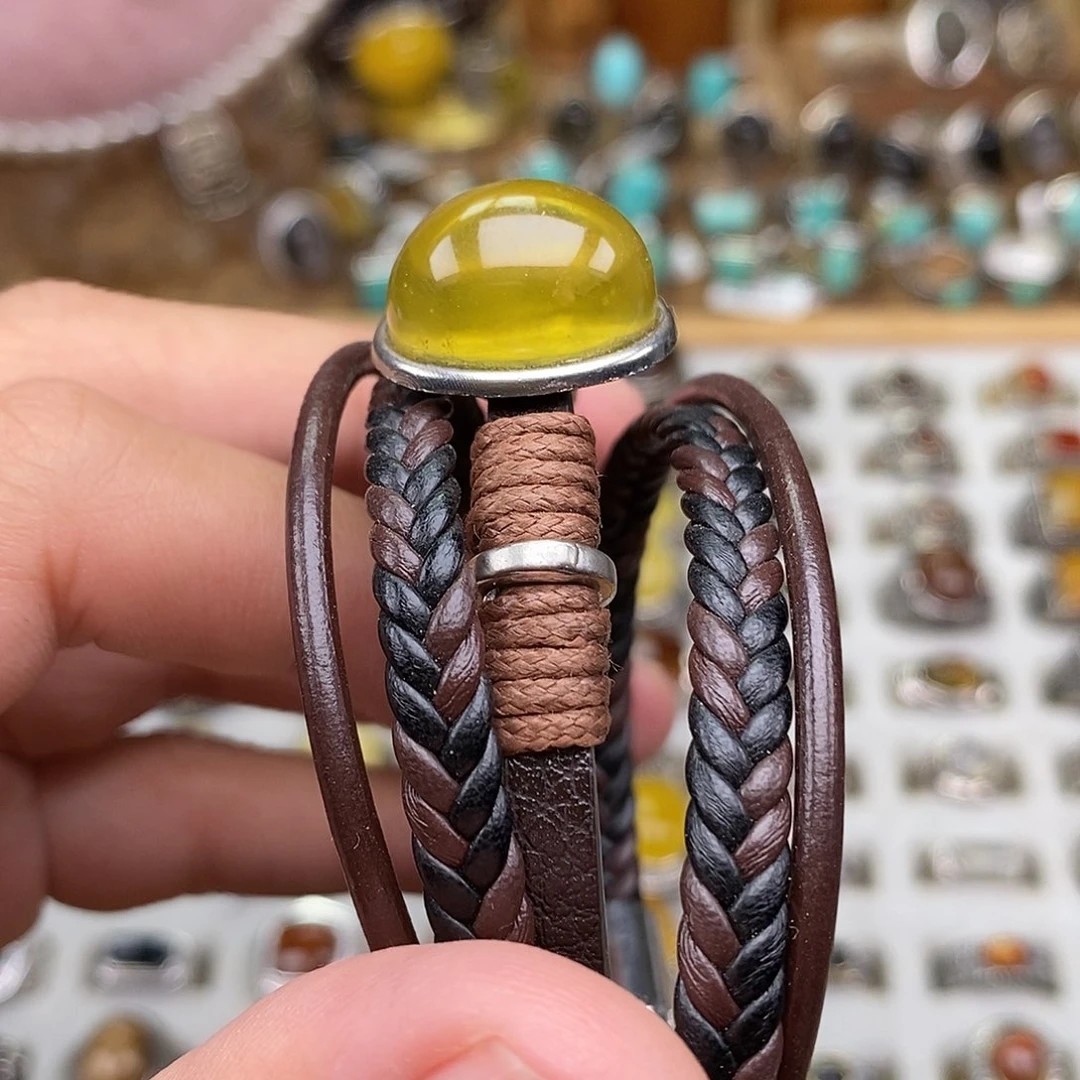 琥珀未镶嵌手链手工制作