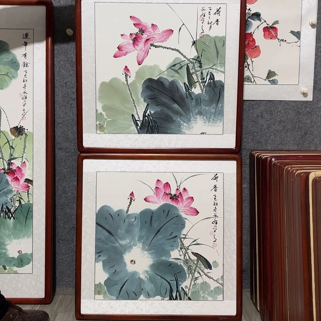 国画书画作品带框63×63