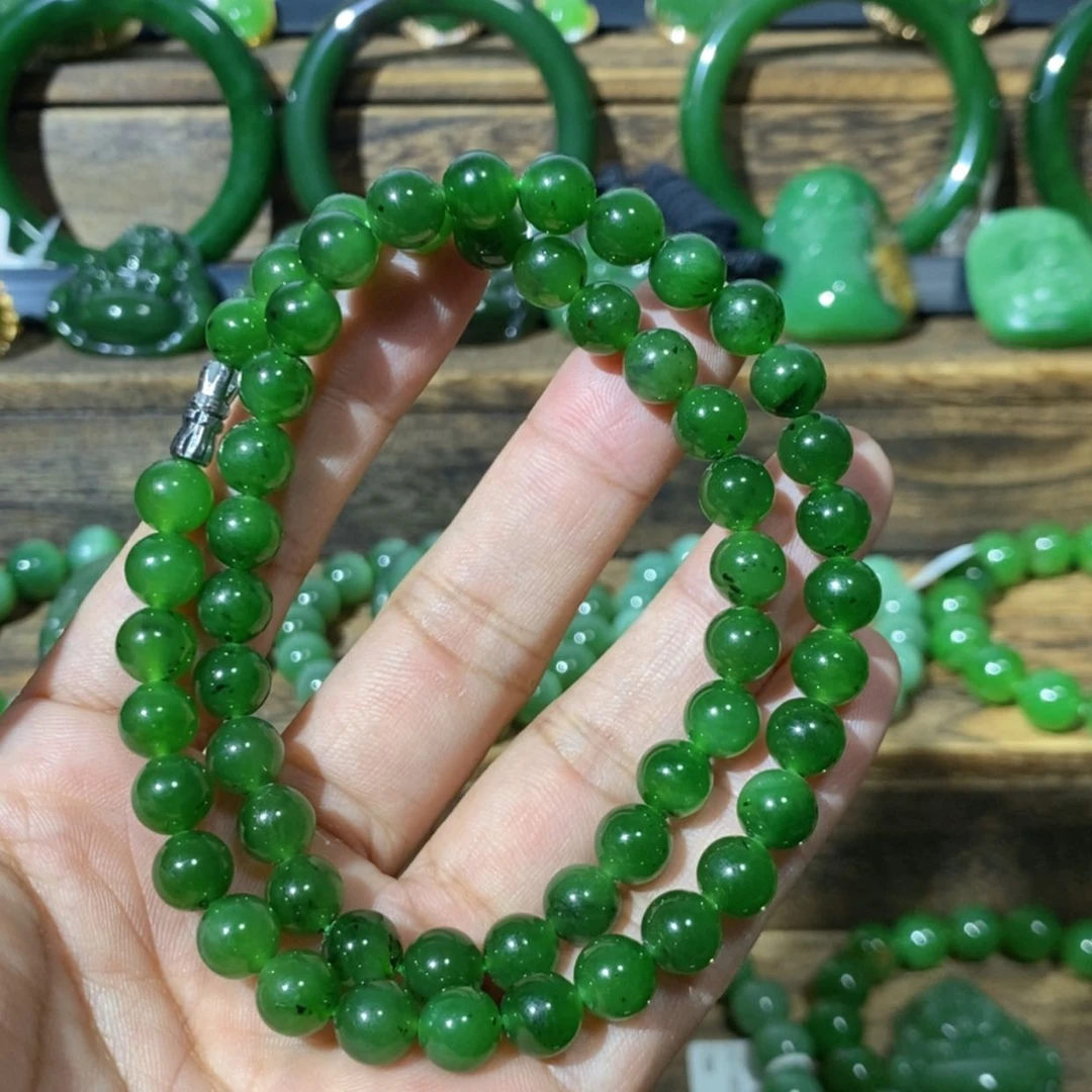 【闪购商品】和田玉未镶嵌吊坠(不含链)巴料菠菜绿妈妈链 8