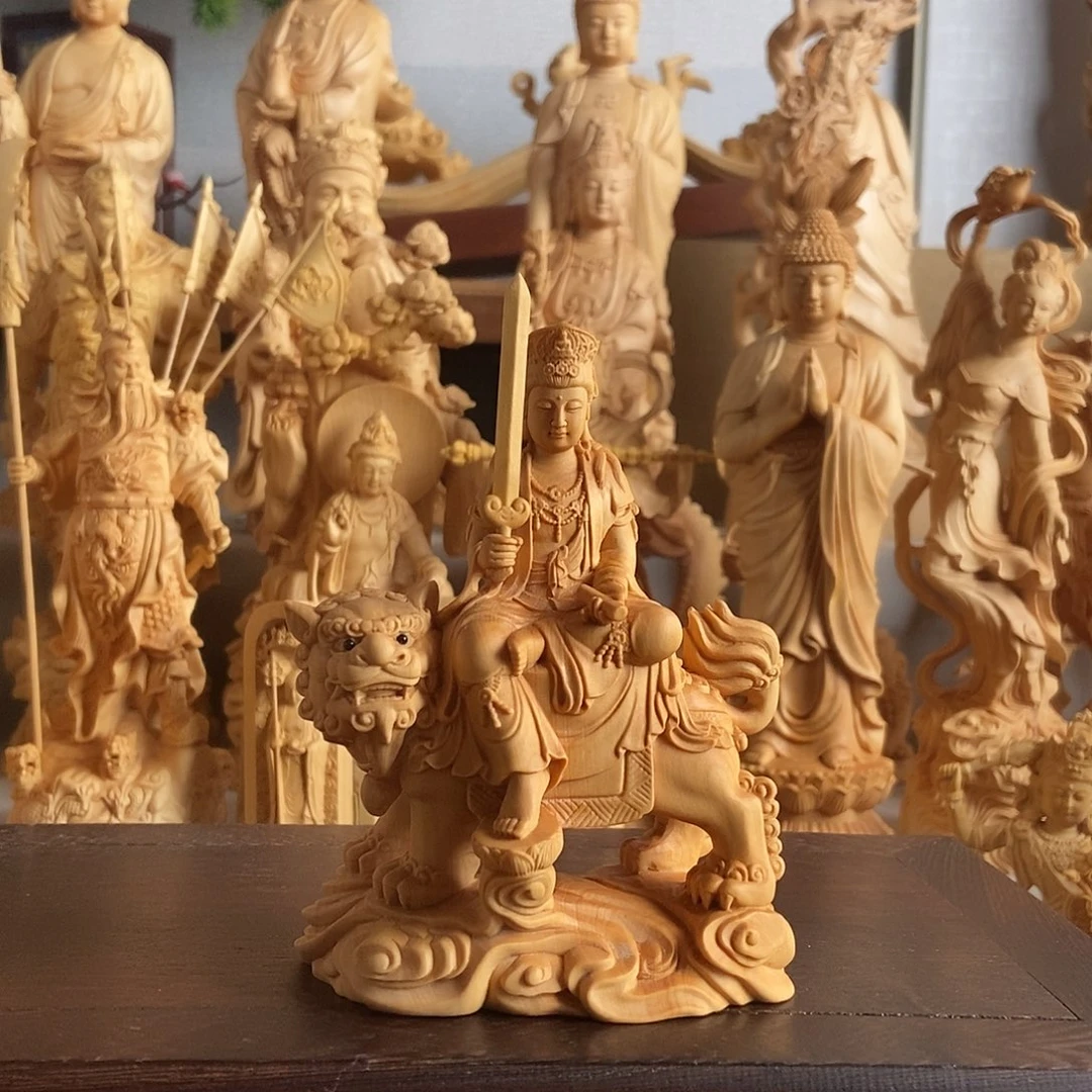 黄杨木小叶黄杨木雕文殊