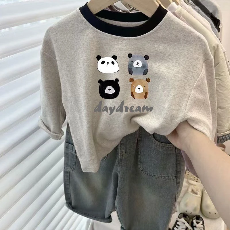 纯棉春秋季新款韩版洋气男女儿童宝宝休闲百搭长袖T恤打底衫上衣