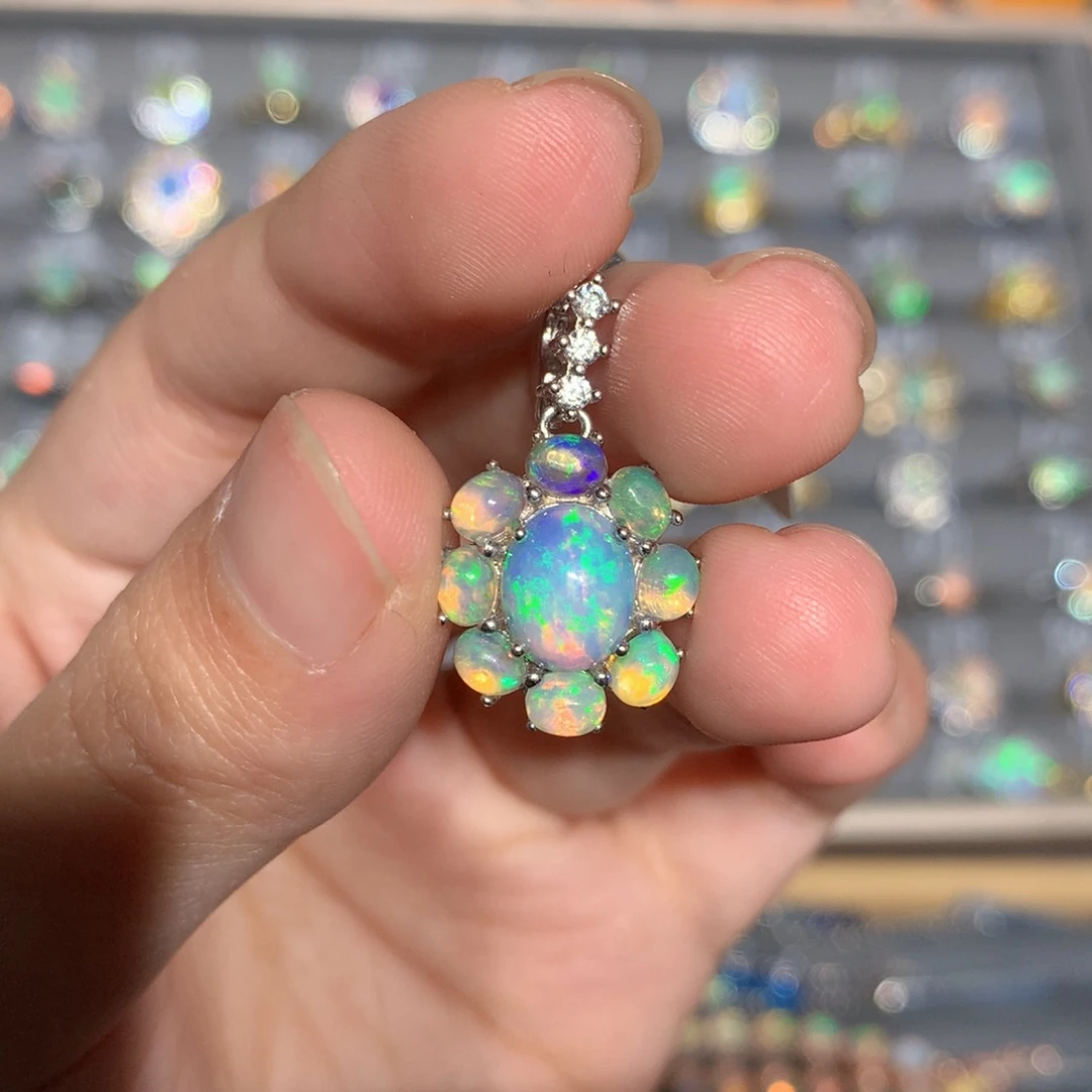 银S925镶嵌欧泊欧泊吊坠y