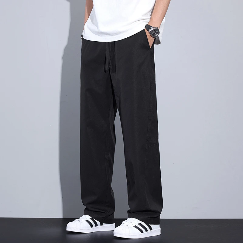 Kuvine夏季莱赛尔冰感户外宽松直筒百搭简约舒适百搭休闲裤男款潮