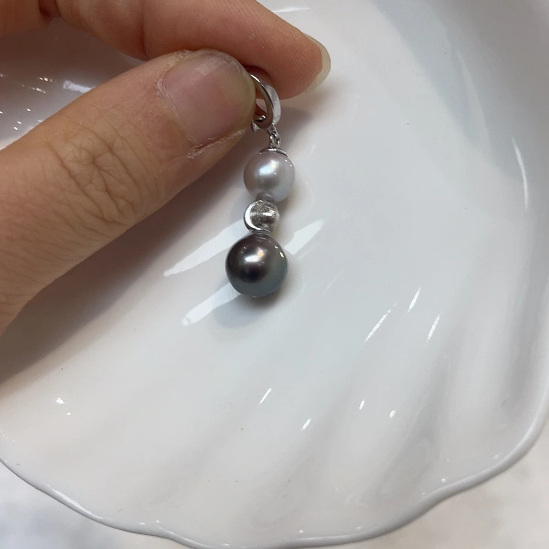 吊坠(不含链)银S925镶嵌海水珍珠