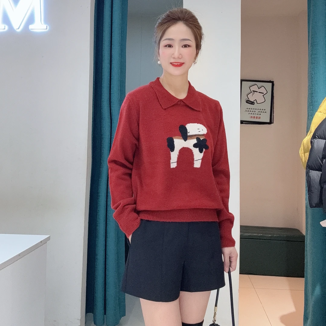 2025年冬季纯色羊毛针织衫半高领长袖百搭厚款毛衣