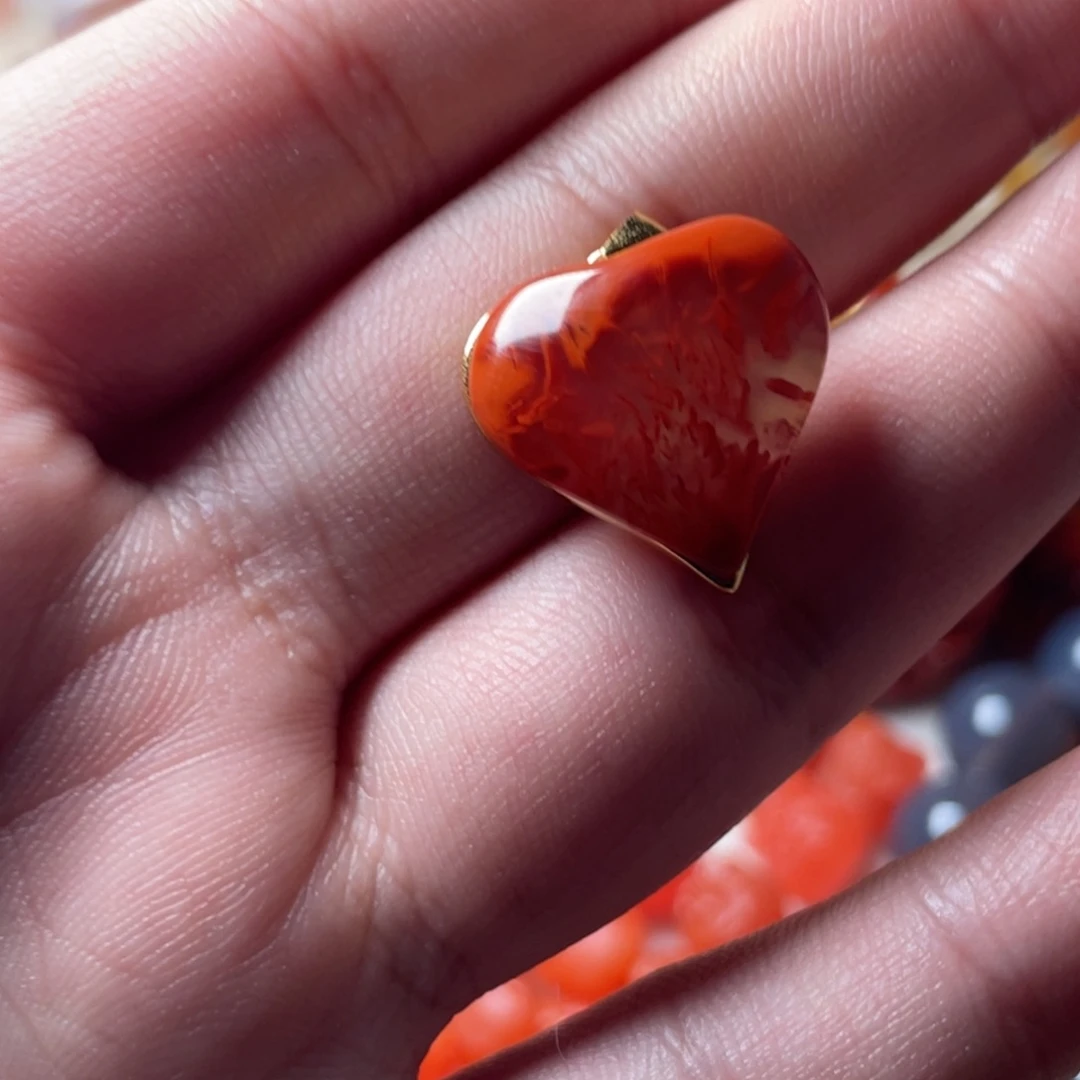 南红玛瑙银S925镶嵌吊坠