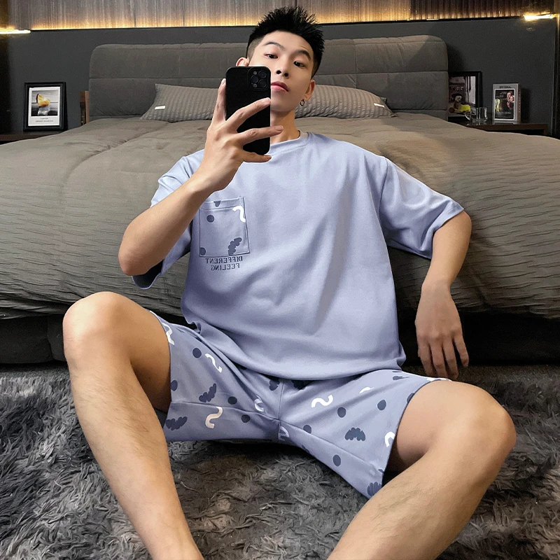 睡衣男士短袖夏季2025新款大码卡通青少年韩版短裤家居服薄款套装