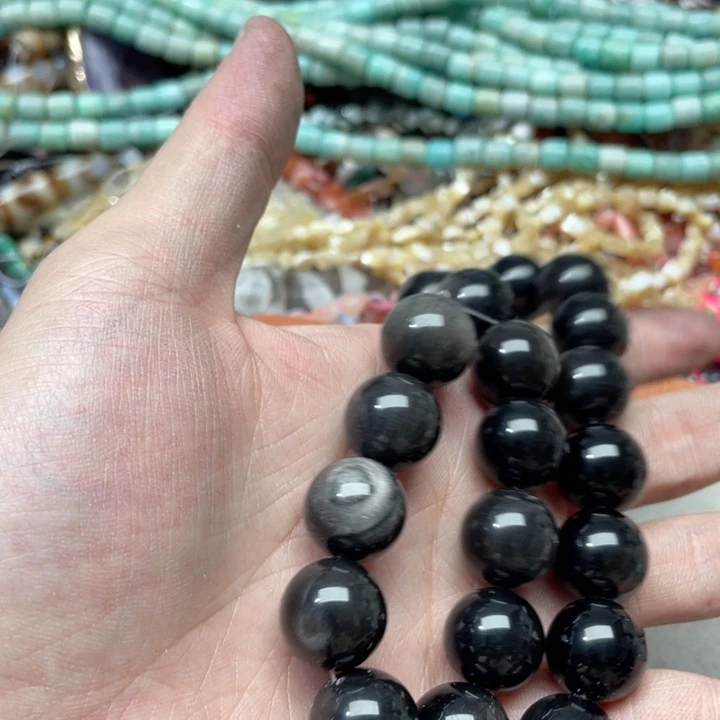 玛瑙/玉髓合金珠宝半成品一条16mm银耀