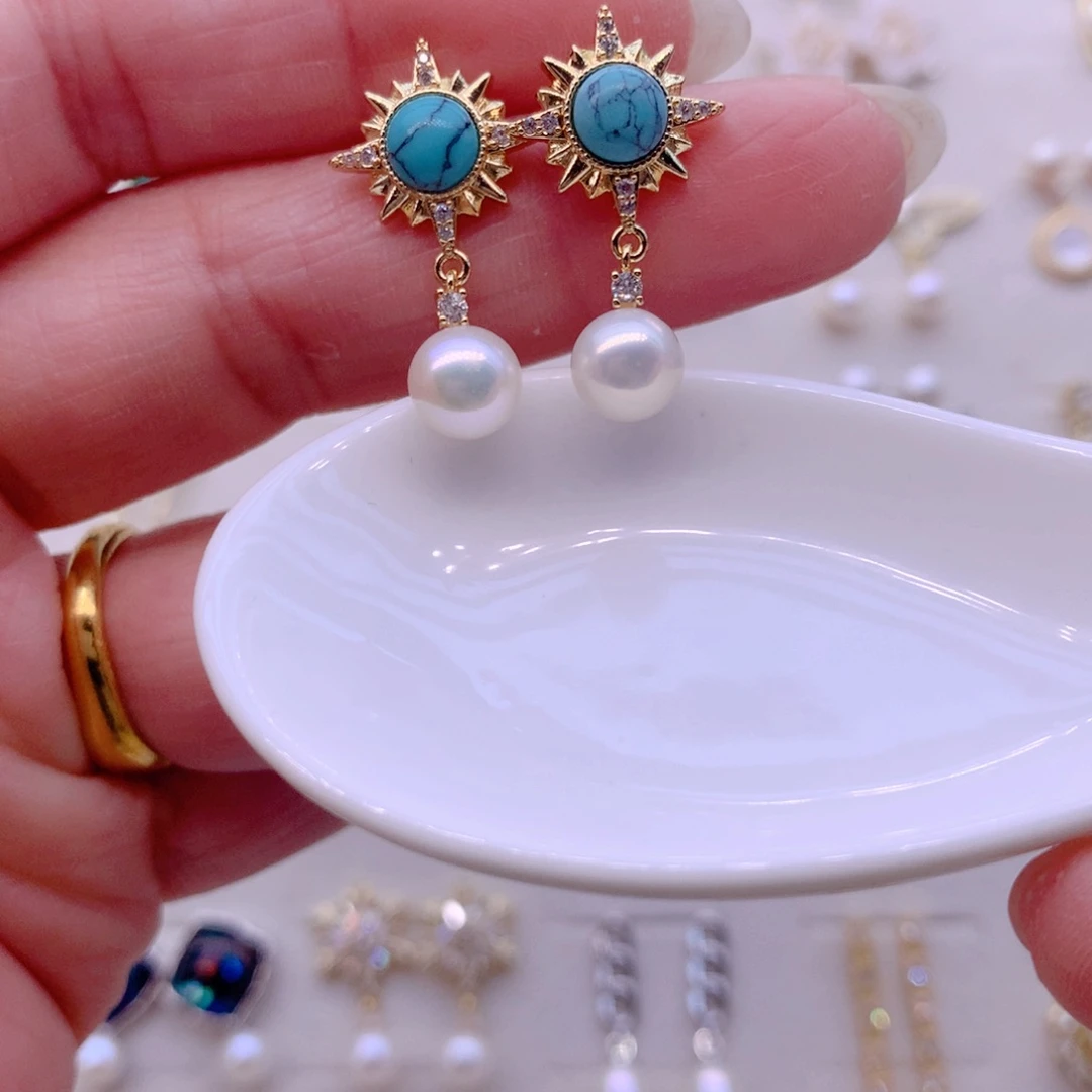 淡水珍珠合金耳饰