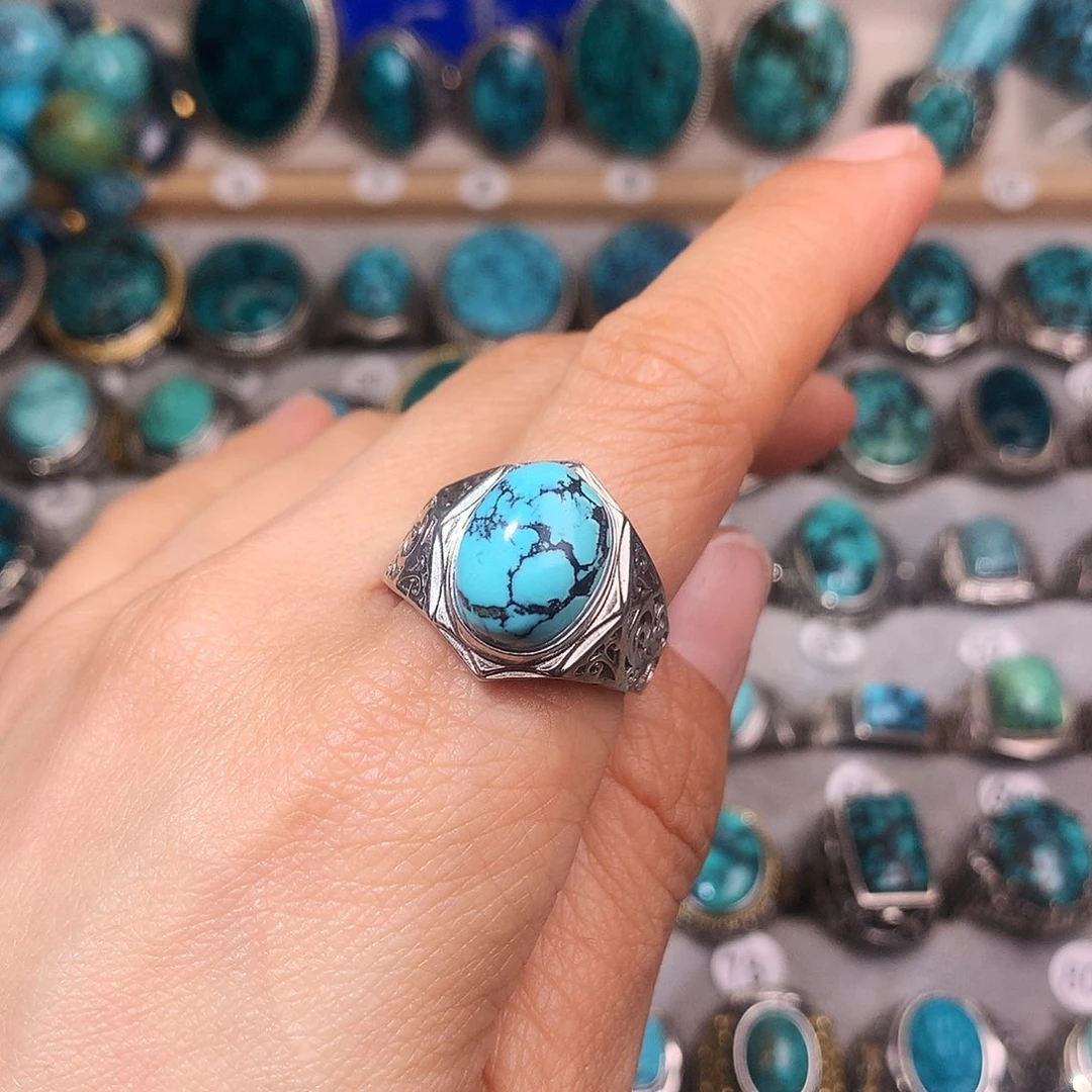 绿松石挂件银S925镶嵌