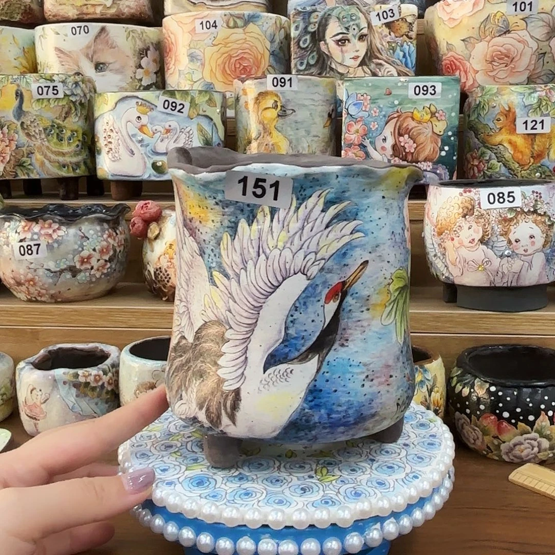 123345788手绘精工刻线盆